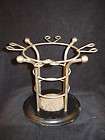 Wine bottle and glass holder party merlot chardonnay wood iron table 