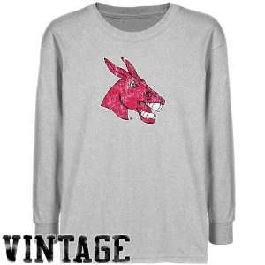  Central Missouri Mules Youth Ash Distressed Logo Vintage T 