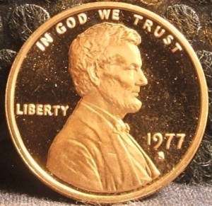 1977 S U.S. Lincoln Memorial Penny 1 Cent Coin (1)  