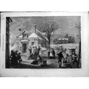  1860 House Fire Christmas Eve Leitch Winter Snow Print 