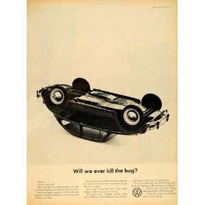 1965 Ad VW Bug Volkswagen Vintage Cant Kill the Bug   Original Print 