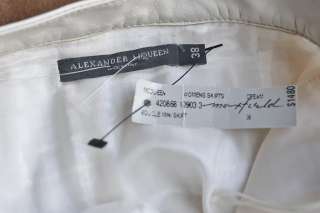 ALEXANDER MCQUEEN Beige Boucle Check Tweed Multi Zipper Pleated Skirt 