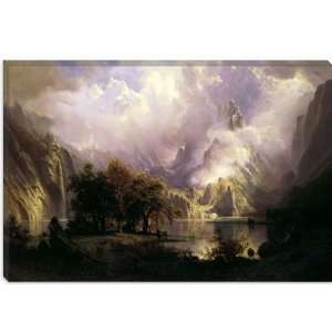 View of Rocky Mountains by Albert Bierstadt Canvas Painting 
