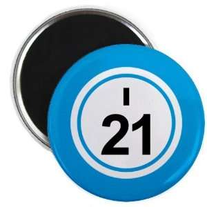  Bingo Ball I21 TWENTY ONE Blue 2.25 inch Fridge Magnet 