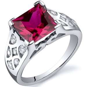  V Prong Princess Cut 3.25 carats Ruby Cubic Zirconia Ring 