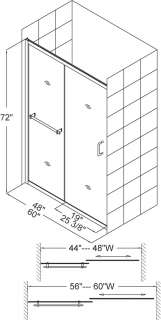  NEW INFINITY PLUS 48 X 72 FRAMELESS SLIDING SHOWER DOOR 1/4 