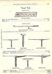 TINNERS TOOL BENCH PLATE STAKE ANTIQUE 1896 CATALOG AD  