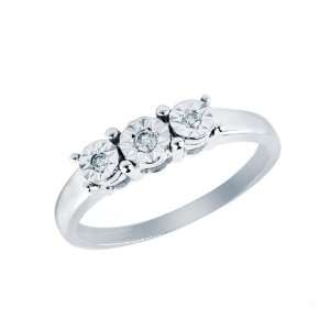  14k White Gold Promise Ring with Round Cut White Diamonds 