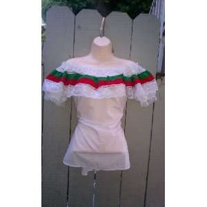  Womens Tri Color Mexican Blouse Size XL 