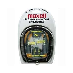  Maxell 20 Ft Coiled Headphone Extension Cord W/ 3 Adapters 