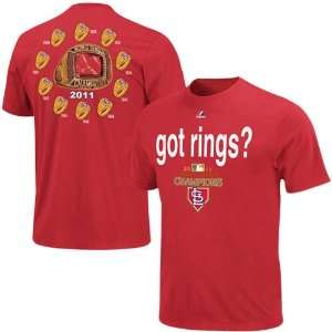   2011 World Series Champions Got Rings T Shirt   Red (Medium) Sports
