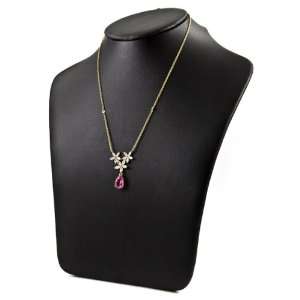  Maybells Flower Pear Drop Necklace   White & Pink 