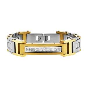  Mens Bracelet with Interchanging Links Of Steel and Gold 