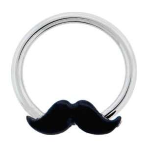  Mustache Captive Bead Ring in 316L Implant Grade Steel 