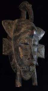   Tribal Art African SENUFO Kpelie Wooden Carving Mask , Ivory Coast