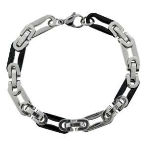  Stainless Steel Black Colored Two Tone Intertwining Link Bracelet