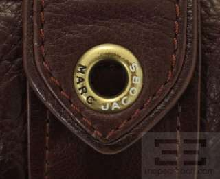 Marc Jacobs Burgundy Branded Pebbled Leather Flap Shoulder Bag  