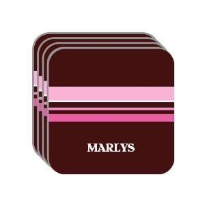 Personal Name Gift   MARLYS Set of 4 Mini Mousepad Coasters (pink 