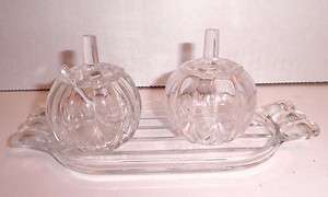Vintage Crystal Janice Elegant Depression Glass Condiment Set  