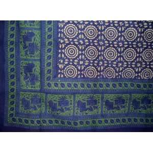  Mansingh Block Print Tapestry Bedspread Blue Twin