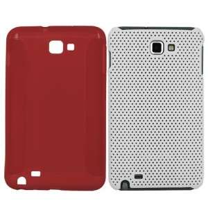  Premium Red TPU Gel Case Cover+Skque White Hard Meshy Case 