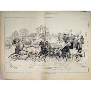  Oxford Coach Maidenhead Bridge 1876 Horses Old Print
