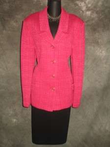 St John Collection knit pink suit jacket blazer size 10 12 14  