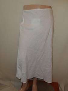 Eileen Fisher White 100% Linen A line Skirt Large  