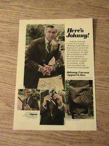 JOHNNY CARSON CLOTHING ADVERTISEMENT BROWN SUIT AD MAN  