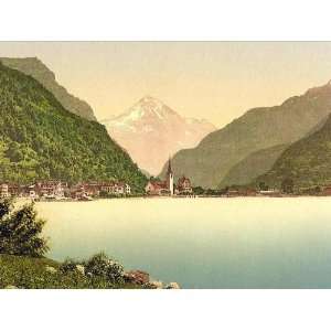 Vintage Travel Poster   Fluelen general view Lake Lucerne Switzerland 