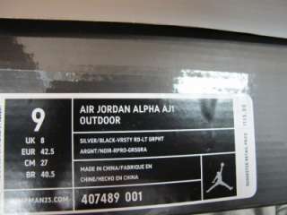 NEW MENS AIR JORDAN ALPHA AJ1 OUTDOOR 407489 001 SILVER/BLACK VRSTY 