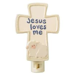  Jesus Loves Me Porcelain Cross Nursery Night Light
