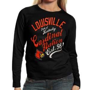 NCAA Louisville Cardinals Ladies Splashy Long Sleeve T Shirt   Black 