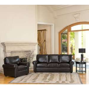  Abbyson Living London 2 piece set Leather Sofa and Chair 