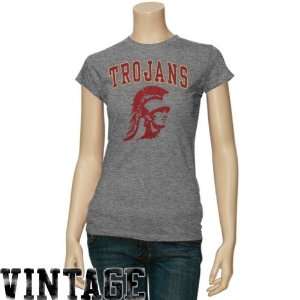   USC Trojans Ladies Ash Big Arch n Logo T shirt