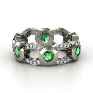  Locked In Band, Sterling Silver Ring with Emerald 