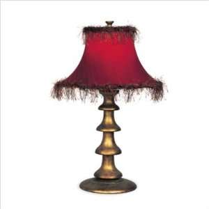  Living Well 4145 Gold Table Lamp Ruby Dupioni Shade with 