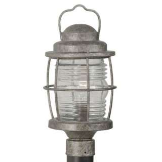 NEW 1 Light Nautical Outdoor Post Lamp Lighting Fixture, Pewter, Clear 