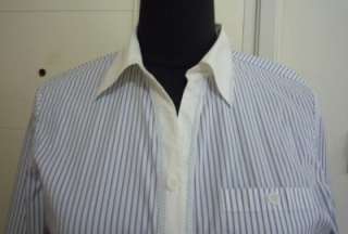 Ladies Stripe Long Sleeve Blouse Sz M White F576  