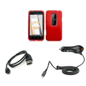  HTC EVO 3D (Sprint) Premium Combo Pack   Red Silicone Soft 