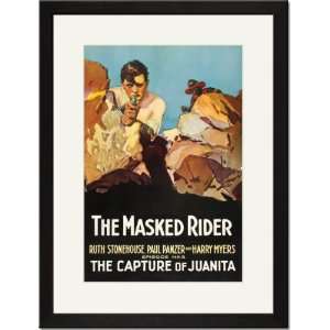  Black Framed/Matted Print 17x23, The Masked Rider   The 