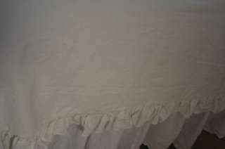 Pottery Barn White King Linen/Cotton Ruffle Duvet Cover  