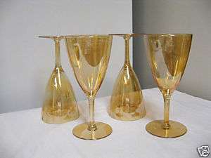 Lot 4 Older IRIDESCENT (Carnival Glass) STEMWARE/Glasse  