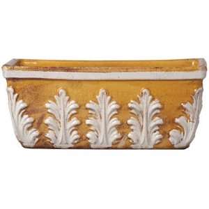  Planter with White Leaves 14.5 x 6.5 in Patio, Lawn & Garden