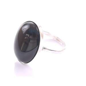  Hanfords of London Small Black Onyx & Silver Handmade Ring 