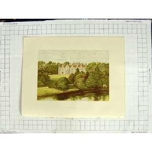  1880 COLOUR PLATE VIEW KEELE HALL STAFFORDSHIRE SNEYD 
