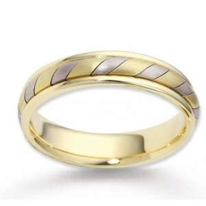  14k Two Tone Gold Stylish Swirl Rope Wedding Band Jewelry
