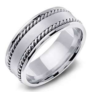  TERENTIUS 14K White Gold Twisted Rope Wedding Band Ring Jewelry