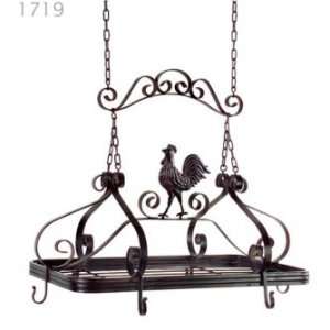  New Brown Metal Hanging Pot Rack With Country Kitchen 