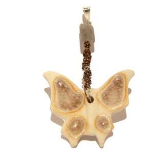  Labradorite Pendant 03 Butterfly Ceramic Faceted Stone 